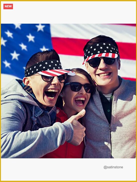 12 Pack Patriotic Sun Visors Adjustable Cotton Summer Hats for Women Men main image 7